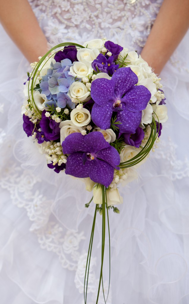 Hydrangea and Vanda Orchid Wedding Bouquet