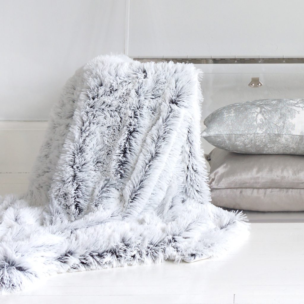 The French Bedroom Company Cottontail Grey Faux Fur Throw