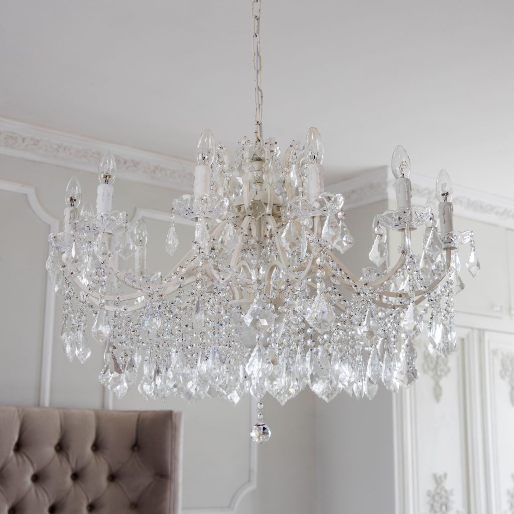 The French Bedroom Company Chambery White Glass Chandelier