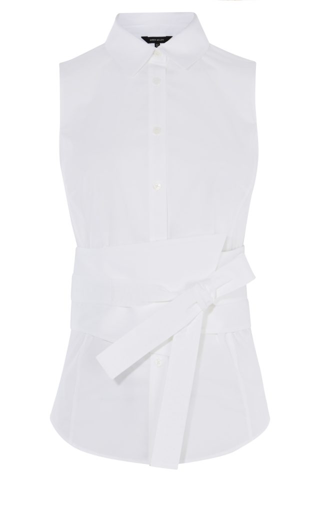 Karen Millen Deconstruct Sleeveless Collared White Shirt