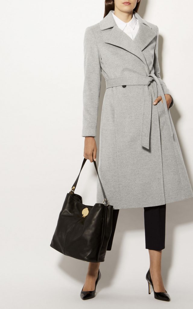 Karen Millen Long Fitted Wool Coat Grey