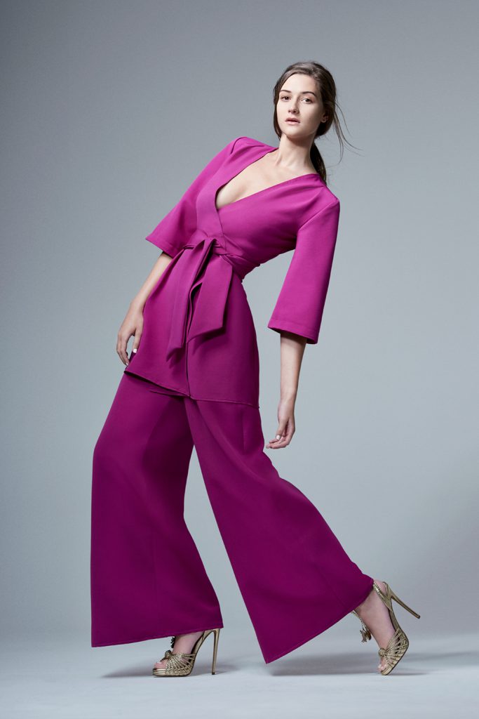 Sofia Wide Leg Trousers in Magenta CoCo VeVe The Label Collection