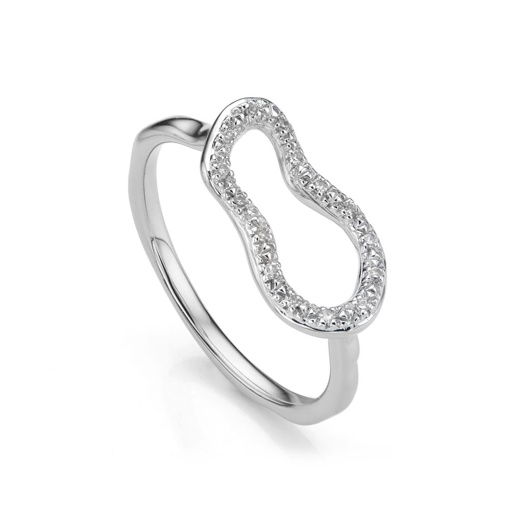 Riva Mini Pod Ring Sterling Silver with Diamonds Monica Vinader