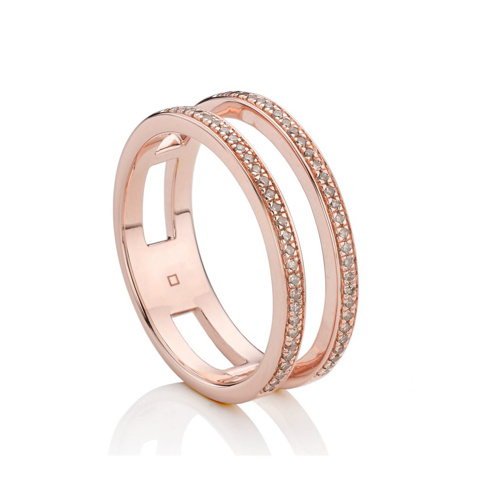 Skinny Double Band Ring in 18ct Rose Gold Vermeil on Sterling Silver Monica Vinader