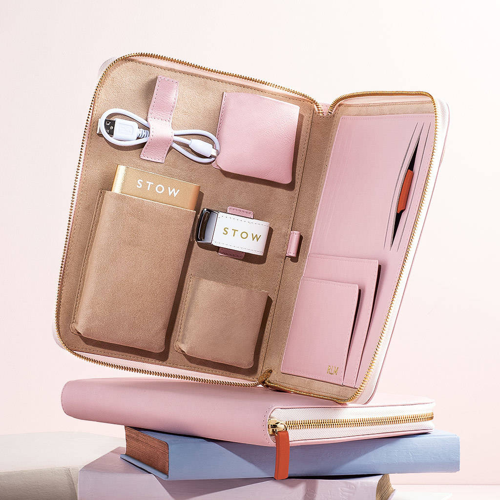 Personalised Luxury Leather Travel Tech Case For Her Stow London Not On The High Street