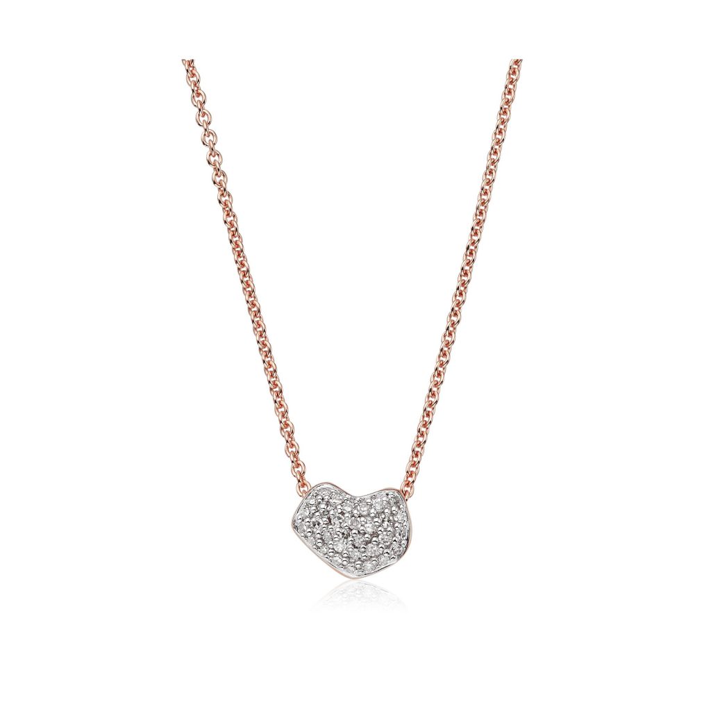 Monica Vinader Nura Mini Heart Necklace 18ct Rose Gold Vermeil Sterling Silver