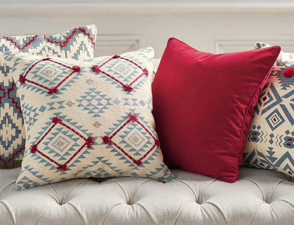 Scatter Cushion Large Blue Red Native American Geometric