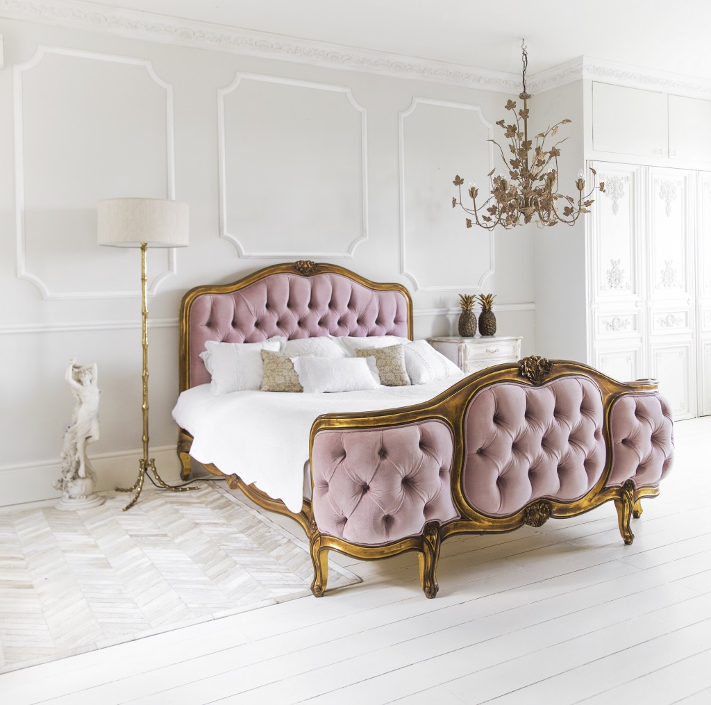 The French Bedroom Company The Sacre Coeur Pink Velvet Bed