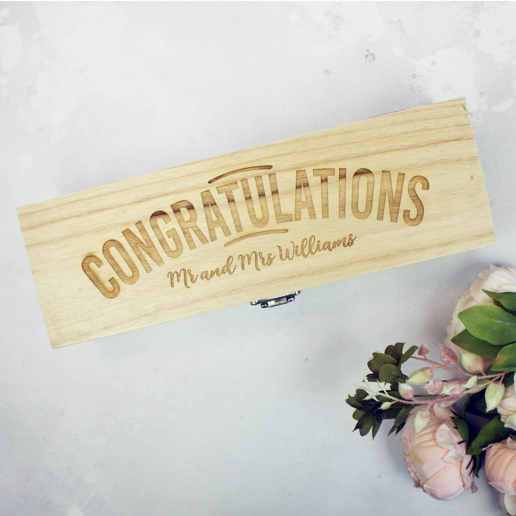 Personalised Congratulations Wooden Wine Box Wedding Gift
