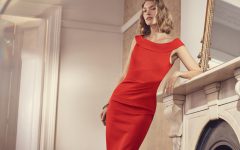Karen Millen Red Bardot Shoulder Pencil Dress