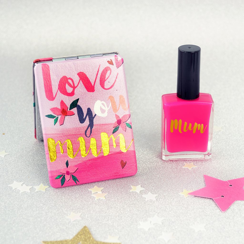 Love You Mum Compact Mirror with Personalised Nail Polish