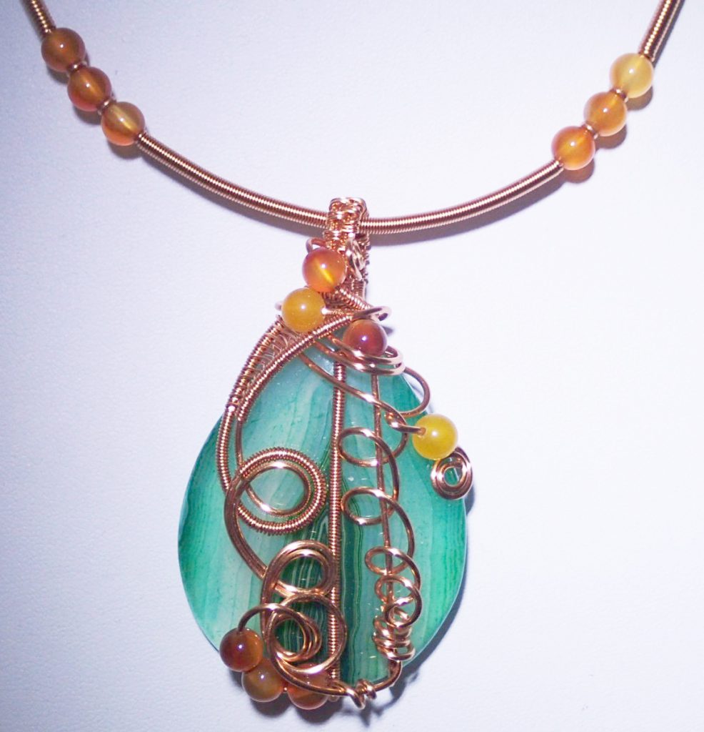 Camber and Kernz Green Agate and Orange Carnelian Necklace