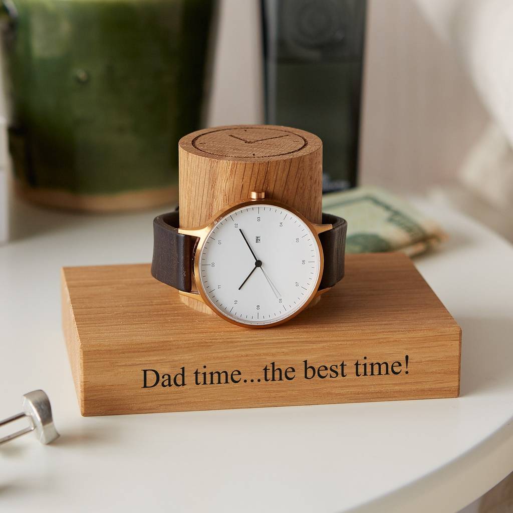Personalised Gent's Solid Oak Watch Stand
