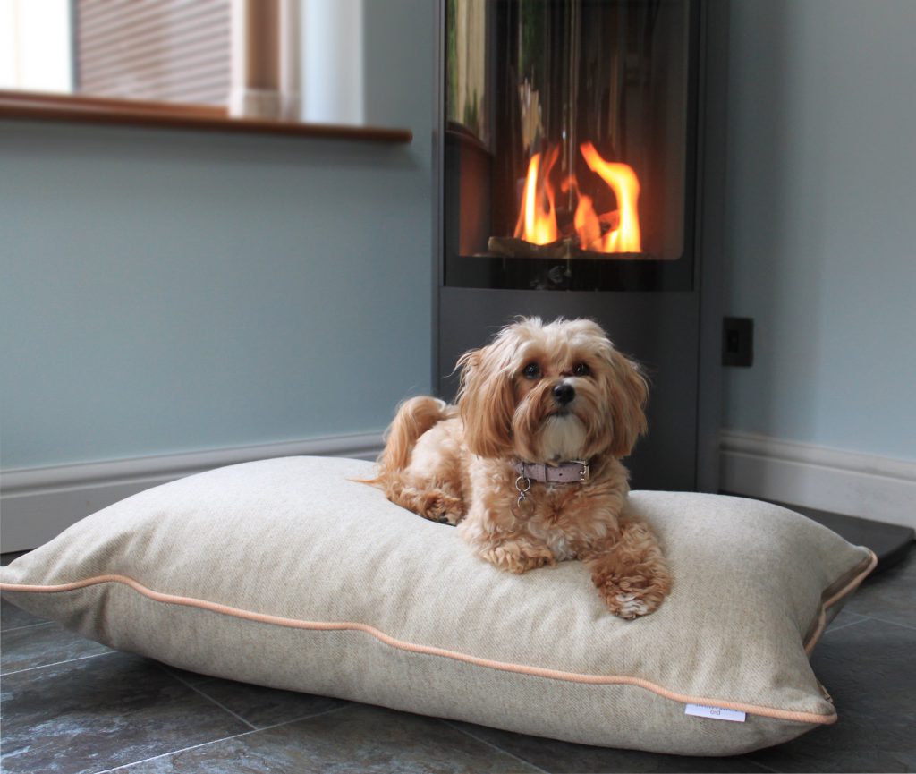 The Stockwell Lounger Peach Luxury Dog Bed Bone and Home