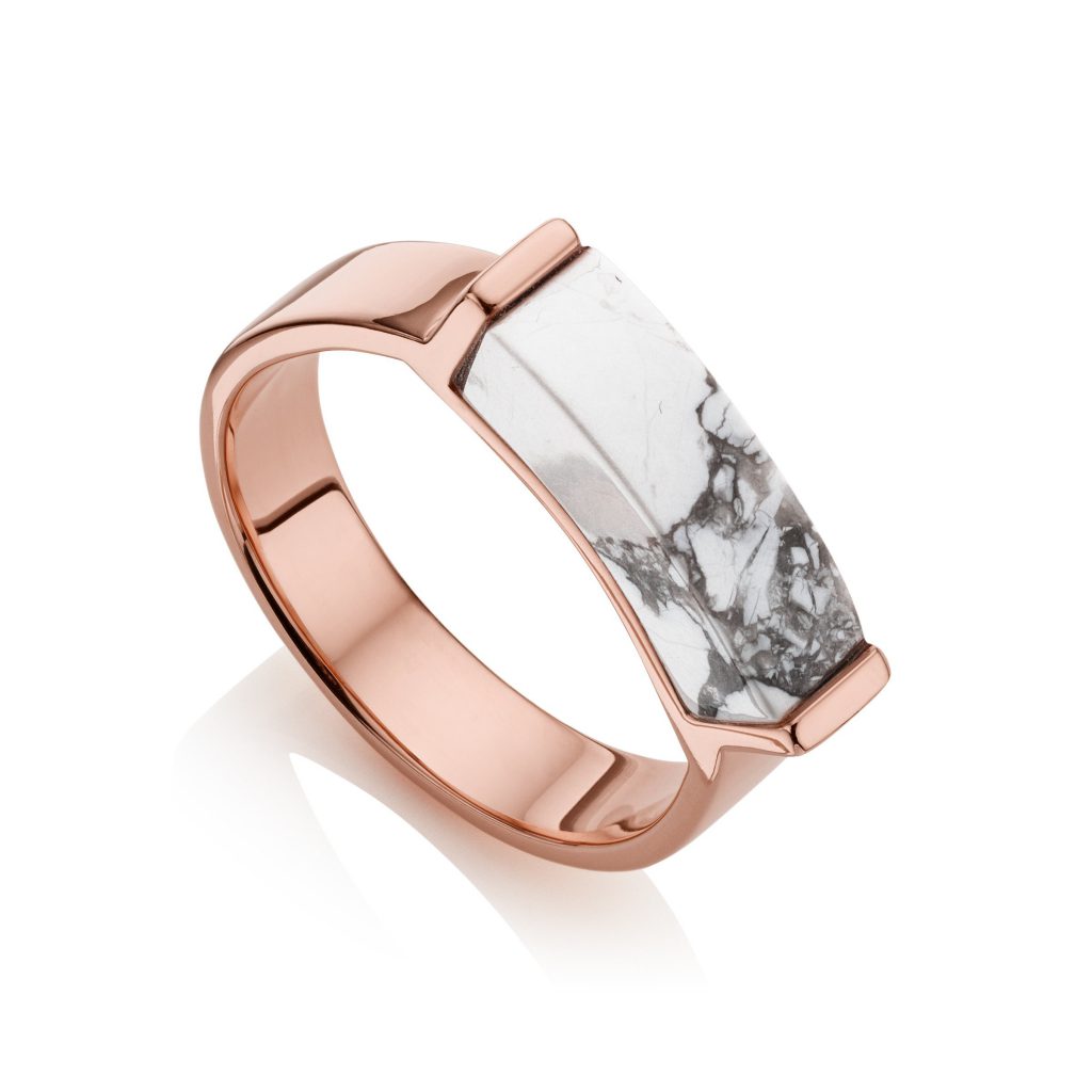 Monica Vinader Stone Ring in 18ct Rose Gold Vermeil on Sterling Silver