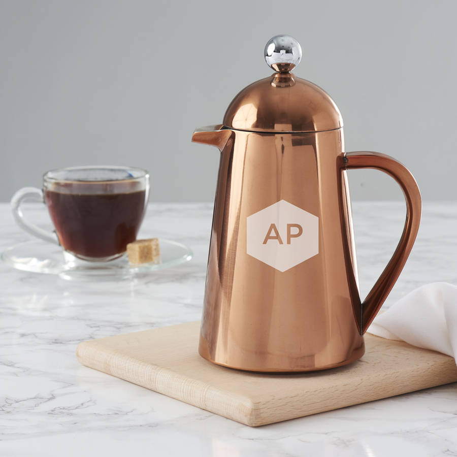 Personalised Geometric Copper Coffee Pot Becky Broome Notonthehighstreet