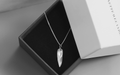 Annette Welander Jewellery Bamboo Collection White Gold Silver Bamboo Leaf Pendant