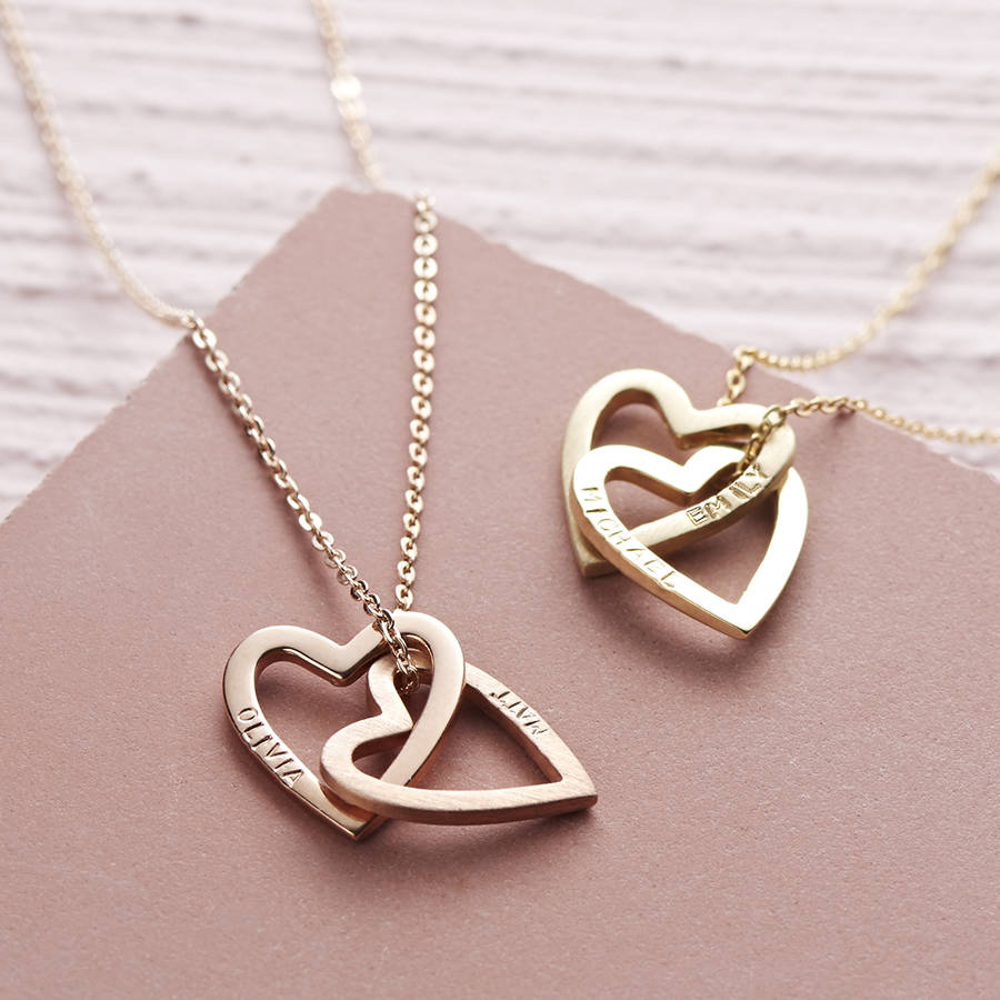 Solid Gold Interlocking Hearts Necklace Lisa Angel Not On The High Street