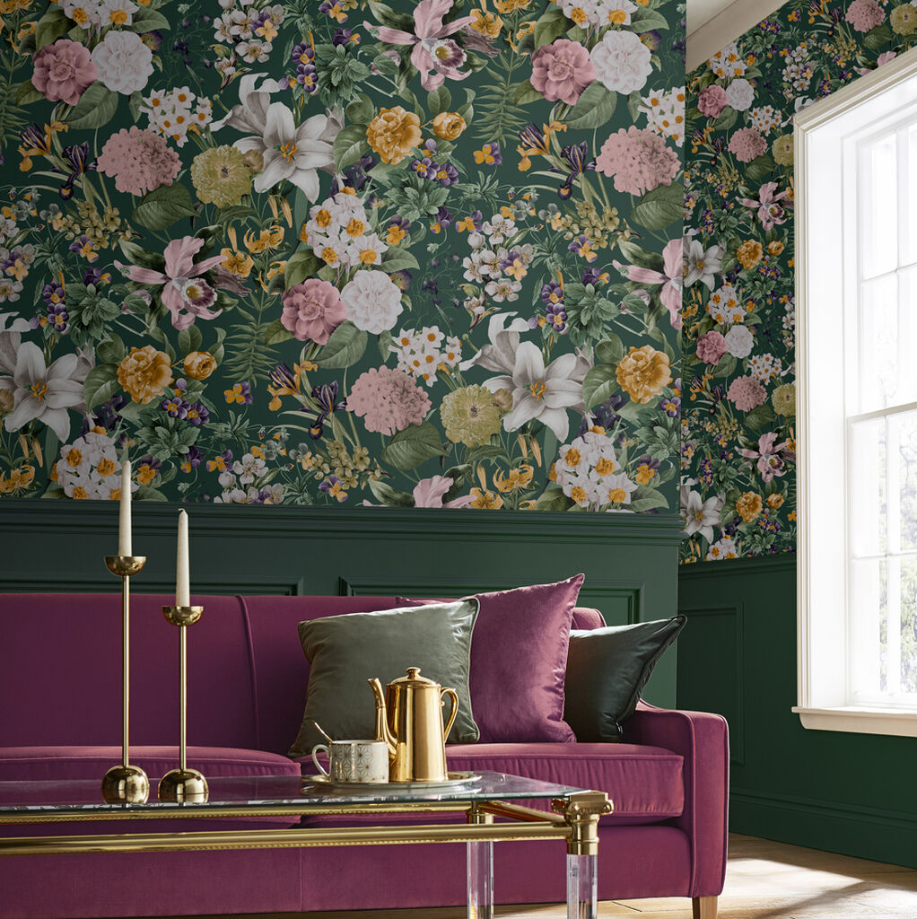 Glasshouse Flora Emerald Wallpaper Graham & Brown Floral