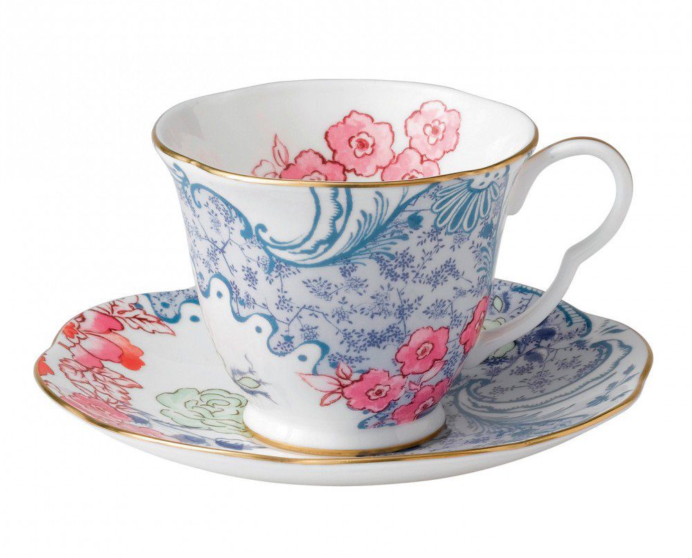 Wedgwood Butterfly Bloom Teacup And Saucer Blue And Pink