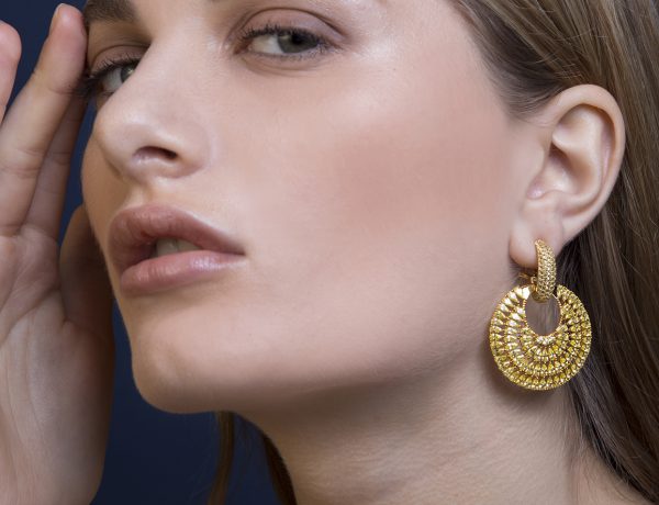 Lara Heems Folie Earrings CZ Gold