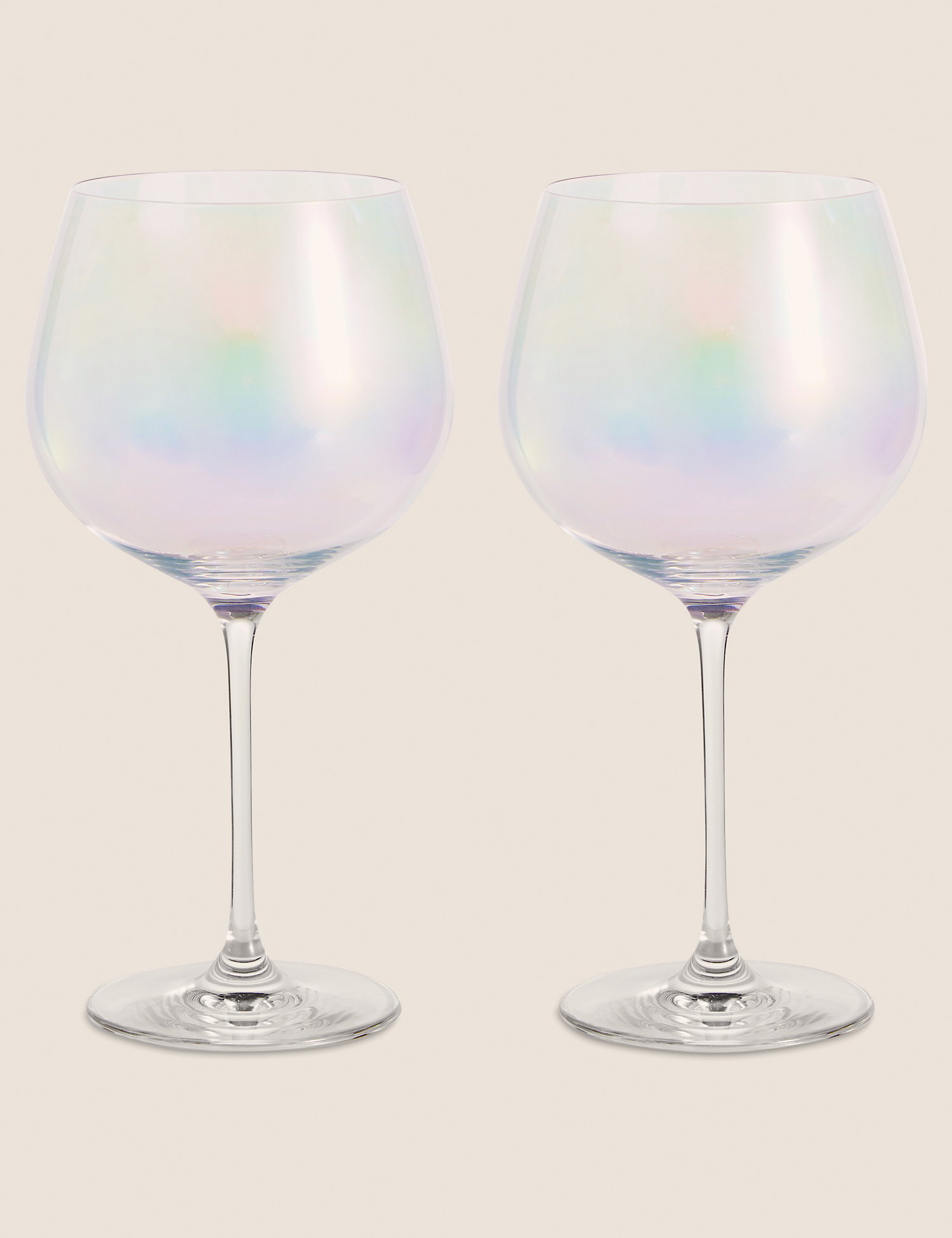 Set of 2 Lustre Gin Glasses Iridescent Pearl Glassware M&S