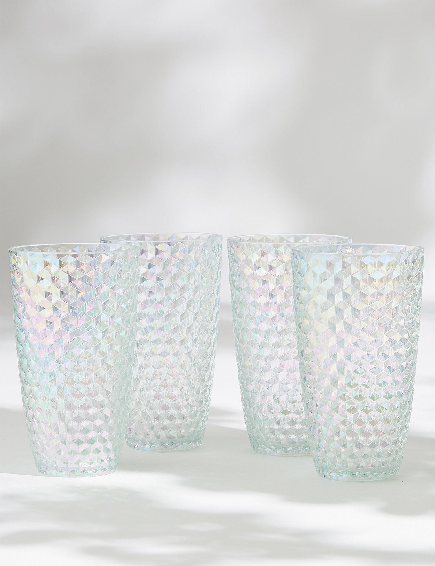 Set of 4 Lustre Picnic Highballs Pearl Glasses Iridescent Lustrous Pearlescent Picnicware