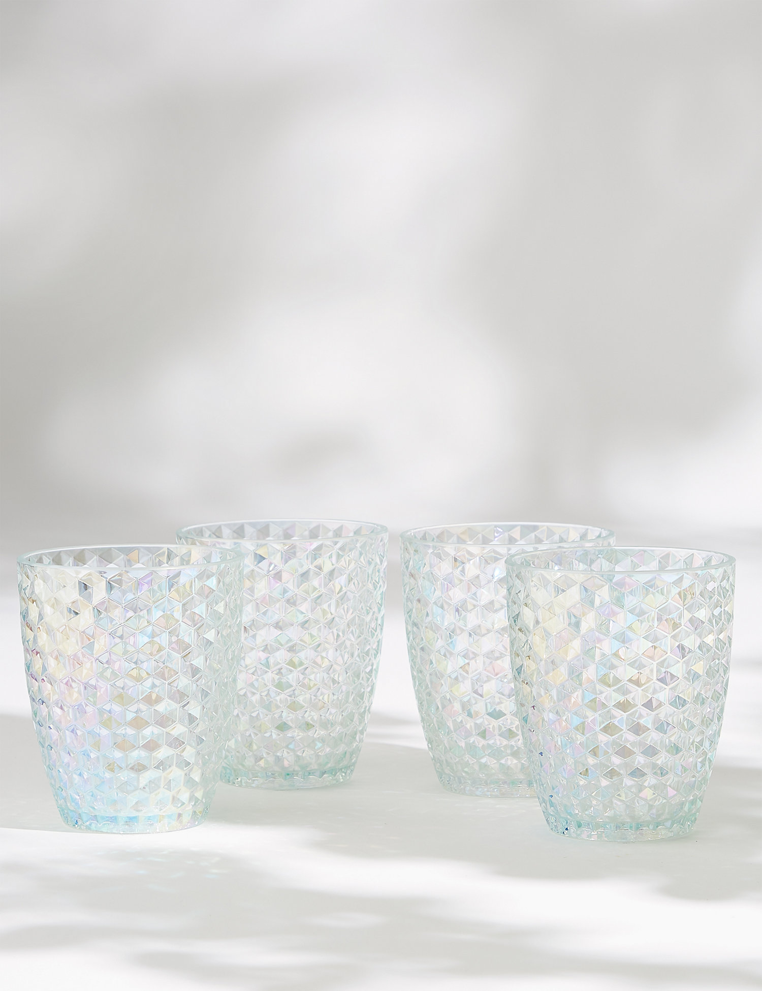 Set of 4 Lustre Picnic Tumblers Picnicware Plastic Glassware Iridescent Pearlescent Lustrous