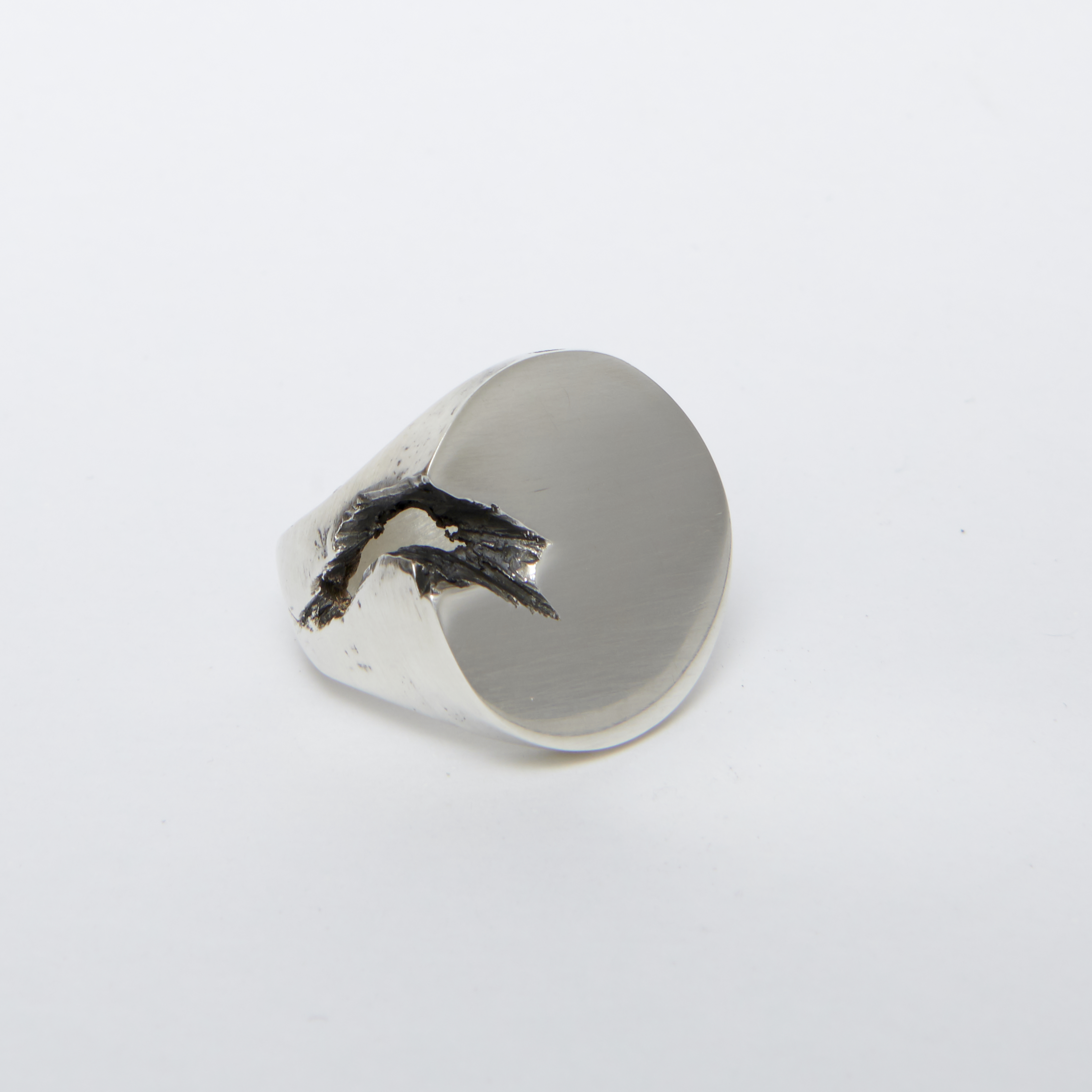 Men's Silver Textured Signet Ring
