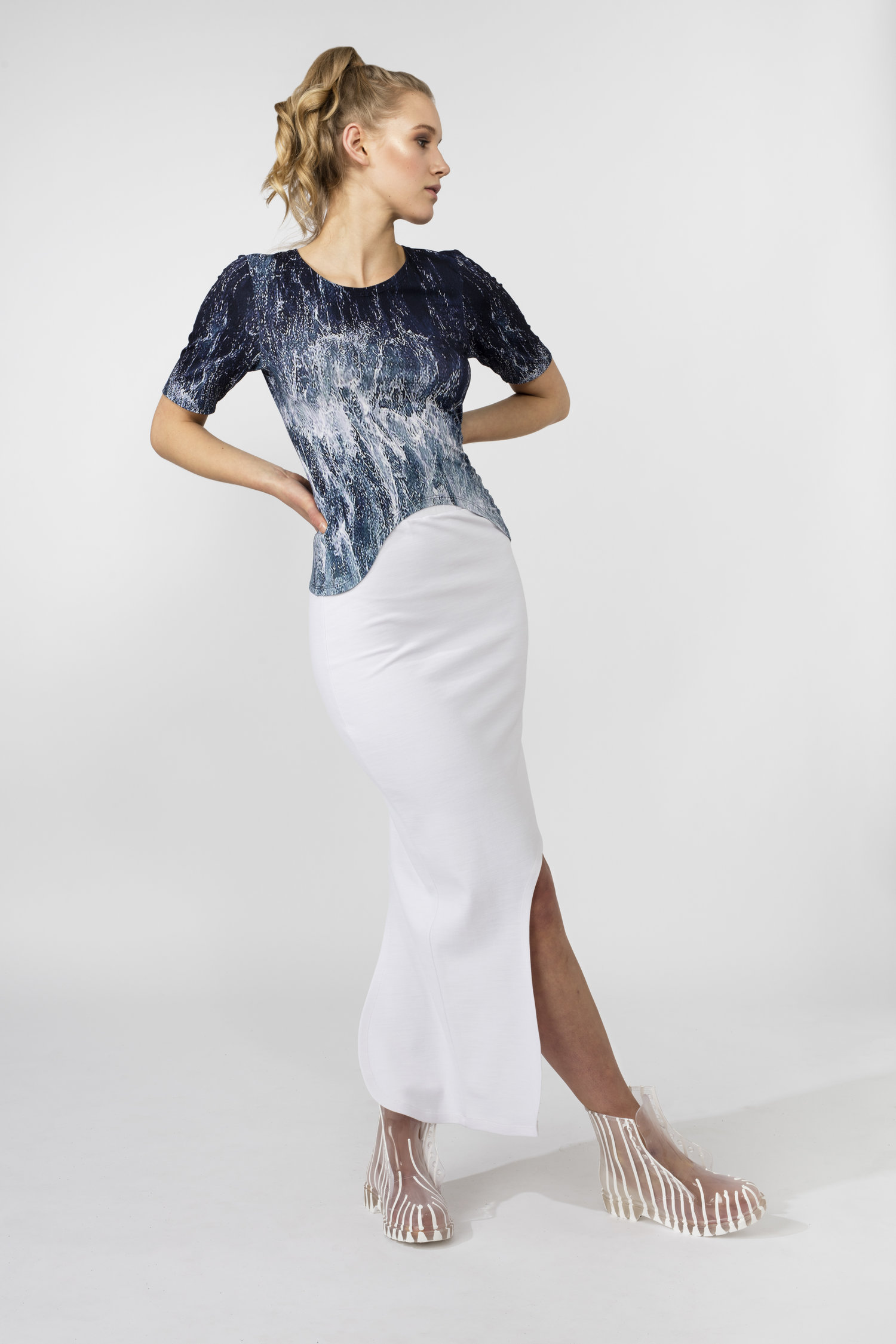 Designer White Fishtail Skirt