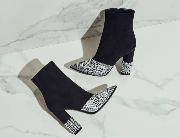 Black Boots with Crystal Embellishment