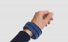 Crocheted Statement Cuff Bracelet Blue