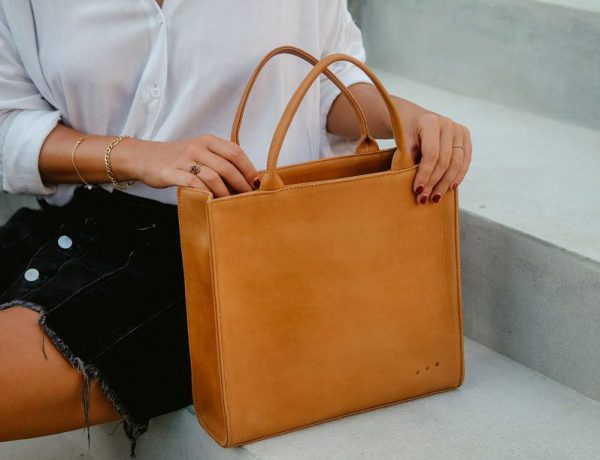 Luxury Leather Mini Tote Bag Camel