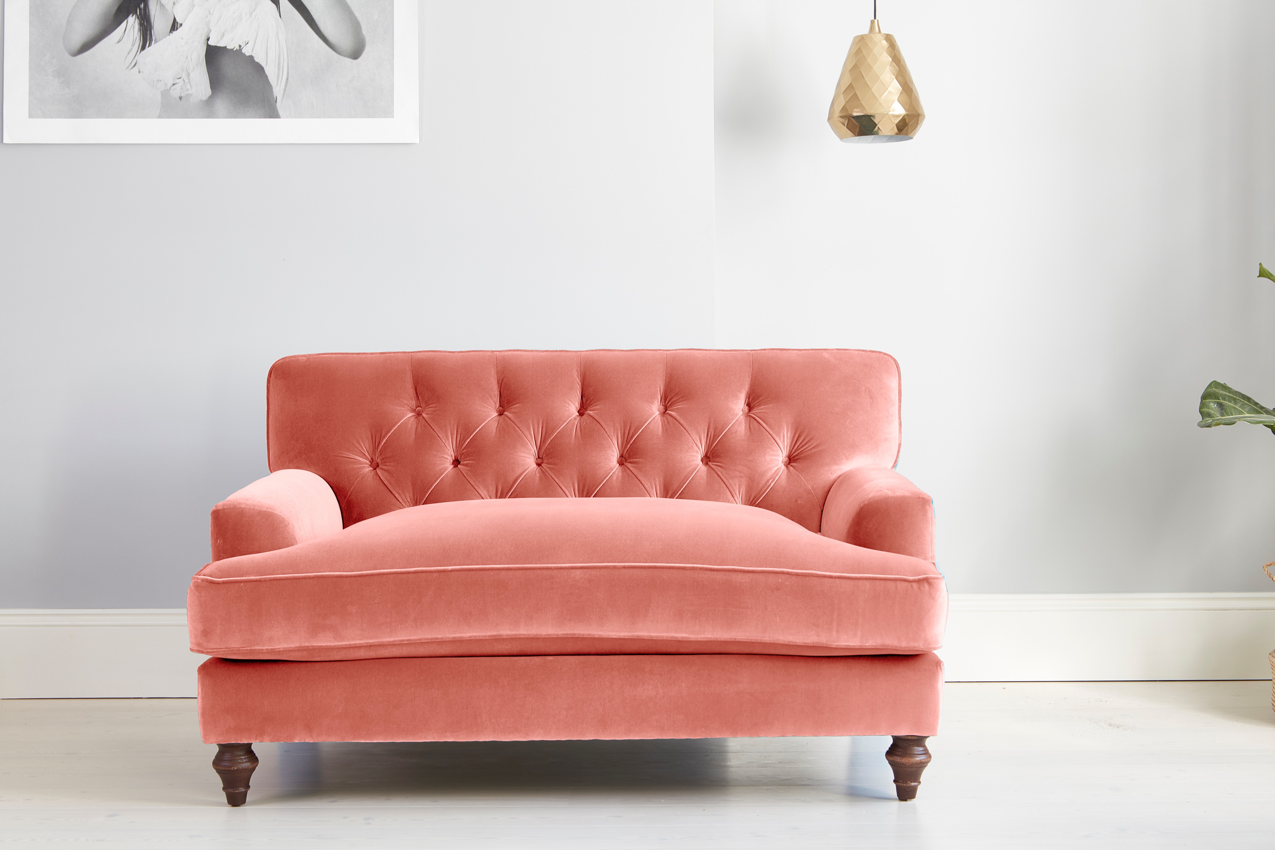 Chesterfield Style Loveseat Sofa Petal Pink