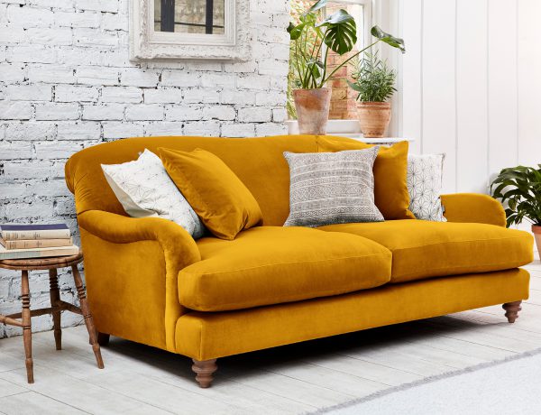 Mustard Colour Contemporary Velvet Sofa
