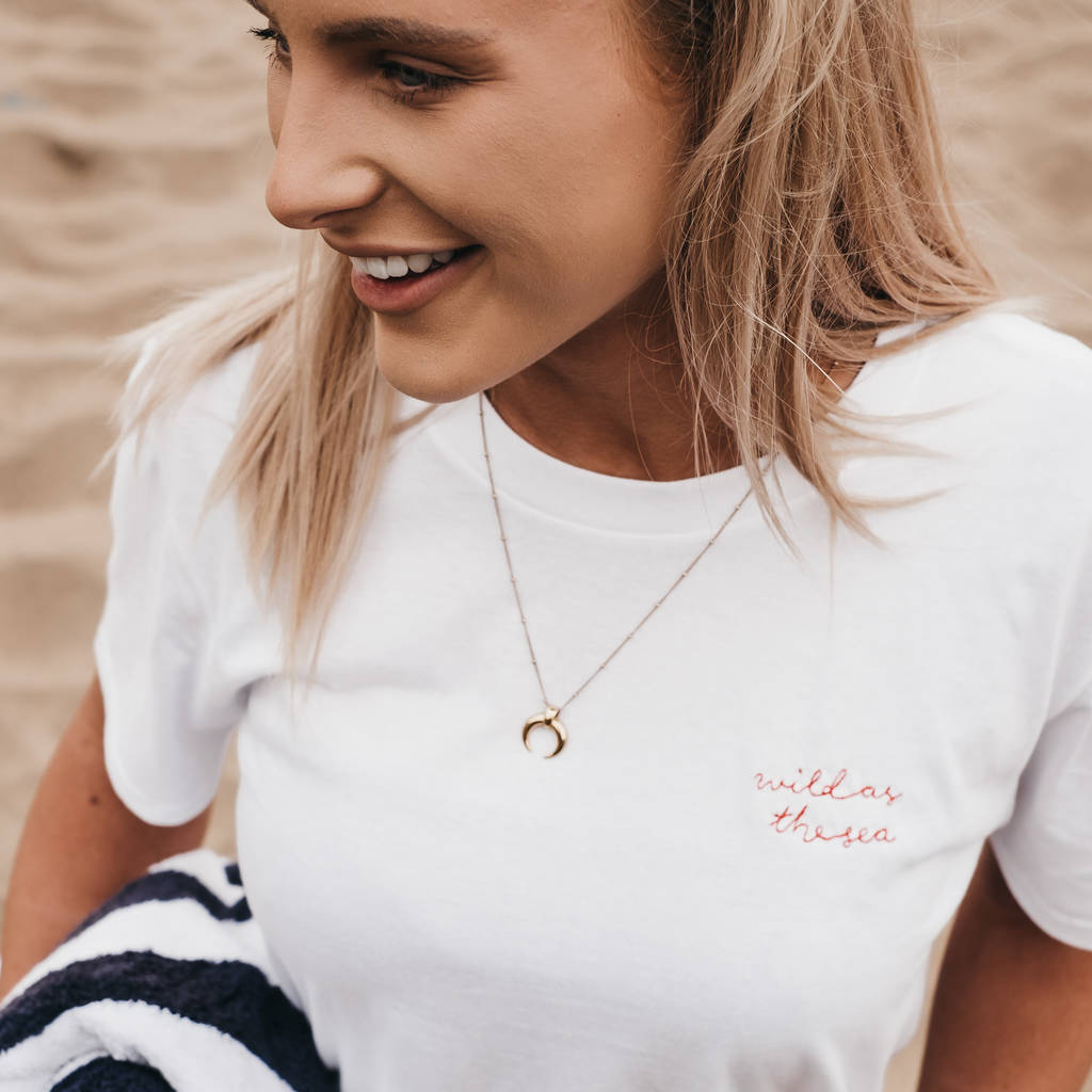 Embroidered Wild As The Sea T-Shirt