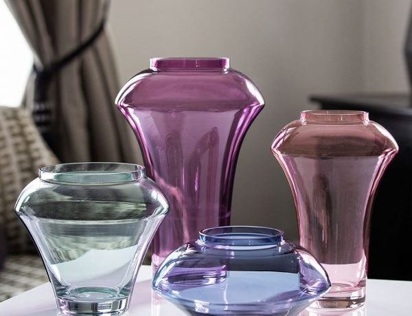 Dartington Crystal Deco Range Handmade British Glassware Coloured Glass Vases Homeware