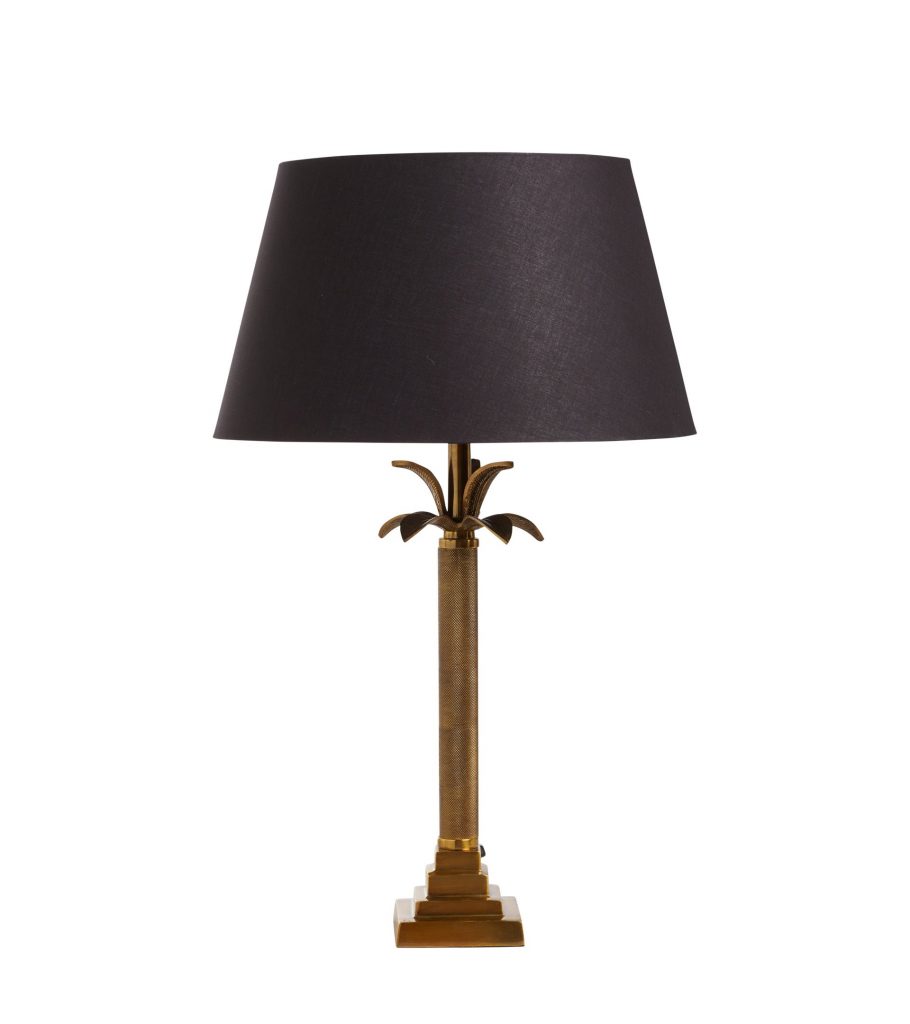 Palmerro Table Lamp Antique Brass Palm Tree OKA