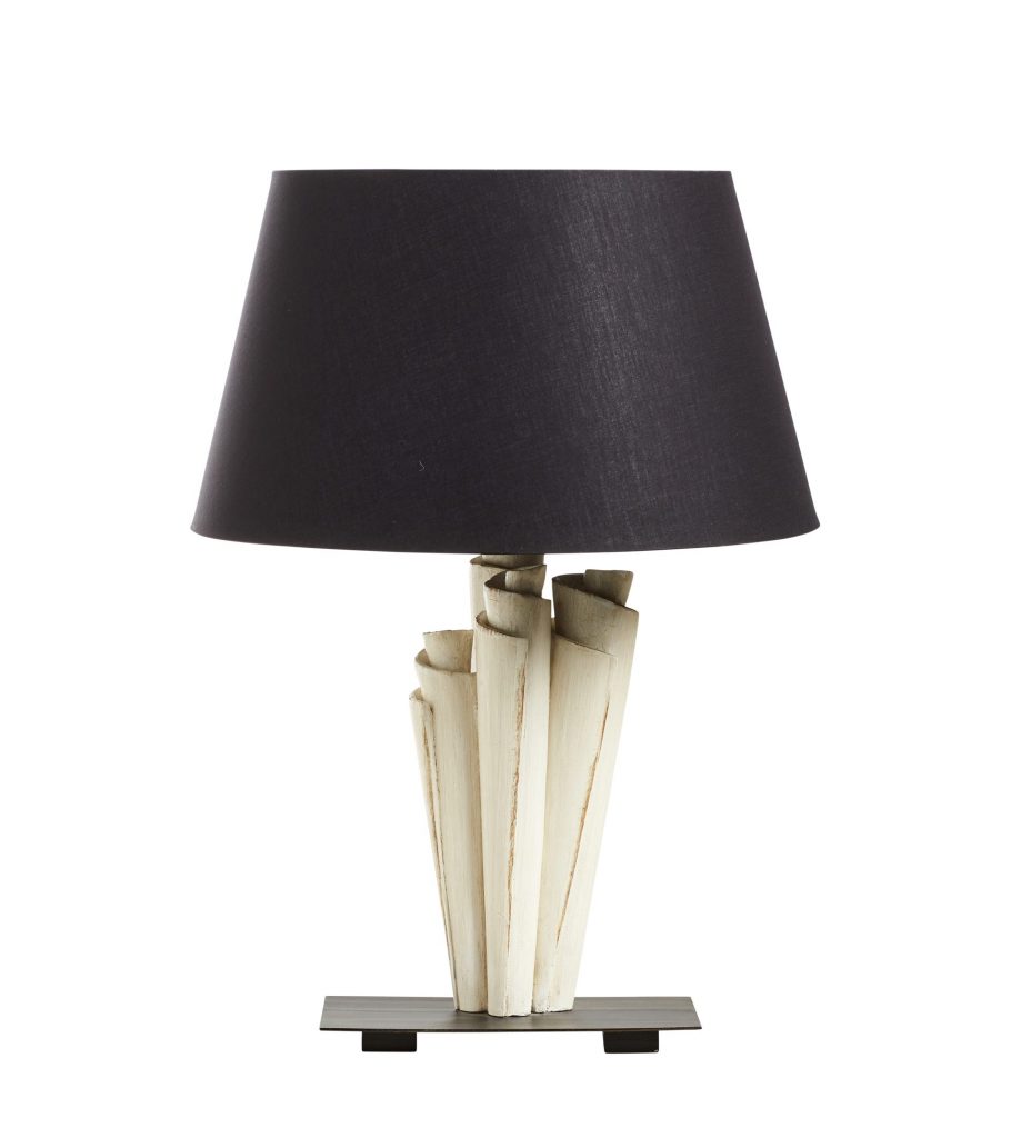 Papivarus Table Lamp White Iron Mahogany Luxury Indoor Lighting OKA