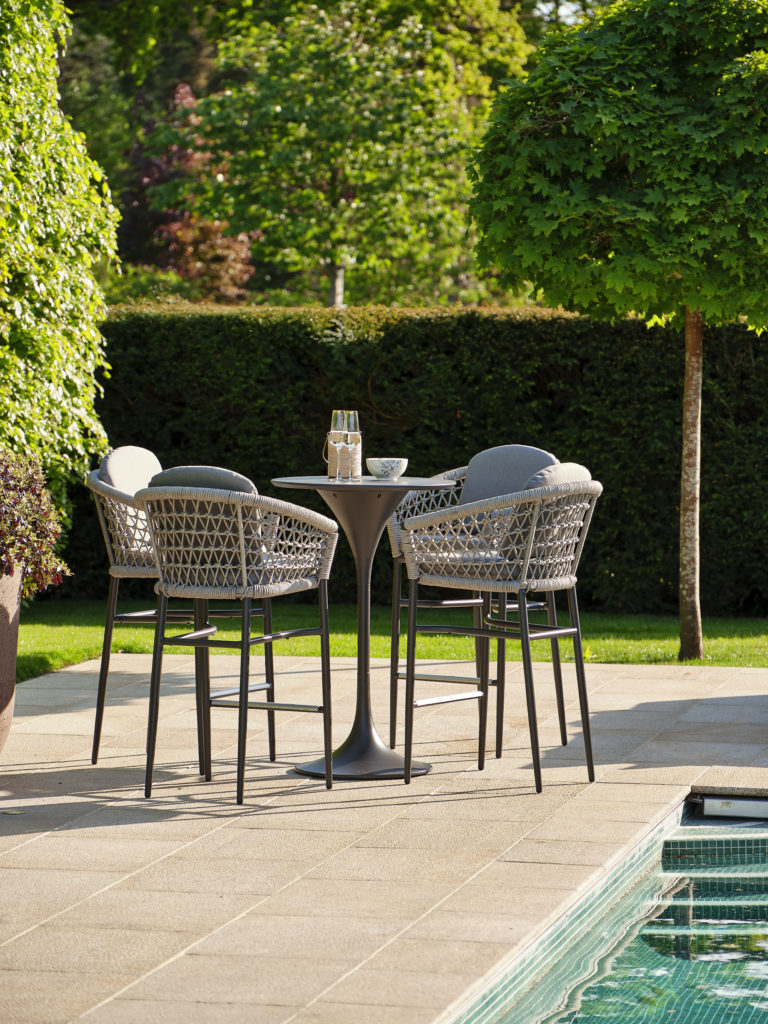 Bridgman 70cm Monaco Bar Table with 4 Bar Stools Rope Garden Furniture Collection Luxury Outdoor Living