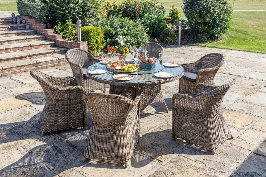 6 Seater Round Outdoor Rattan Dining Set