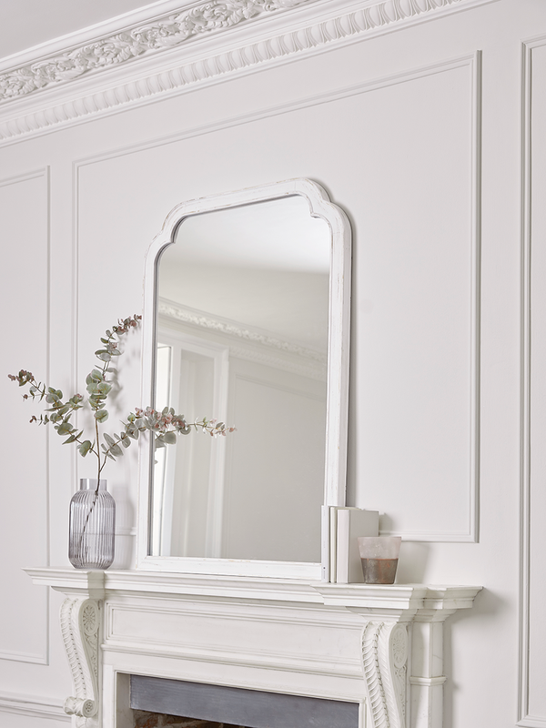 Arched White Wooden Mirror