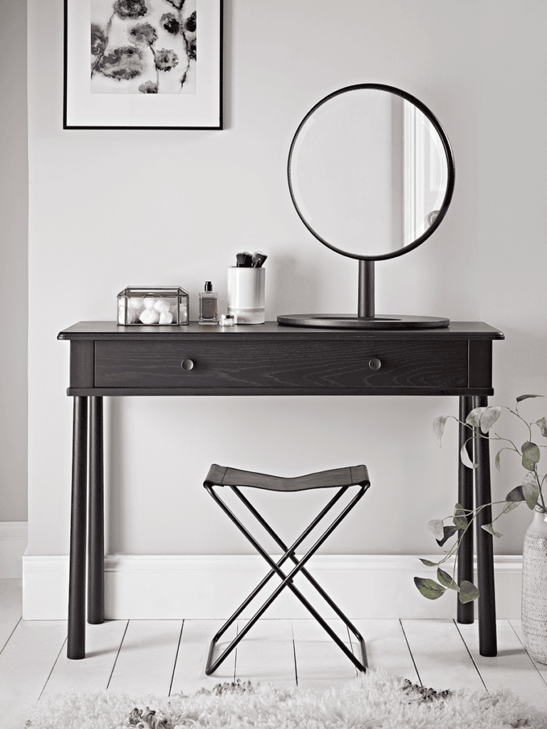 Black Dressing Table and Stool