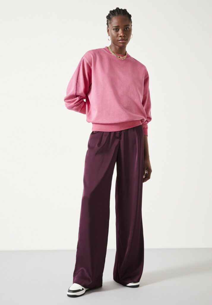 Hush's Autumn 2023 Collection Satin Wide Leg Trousers