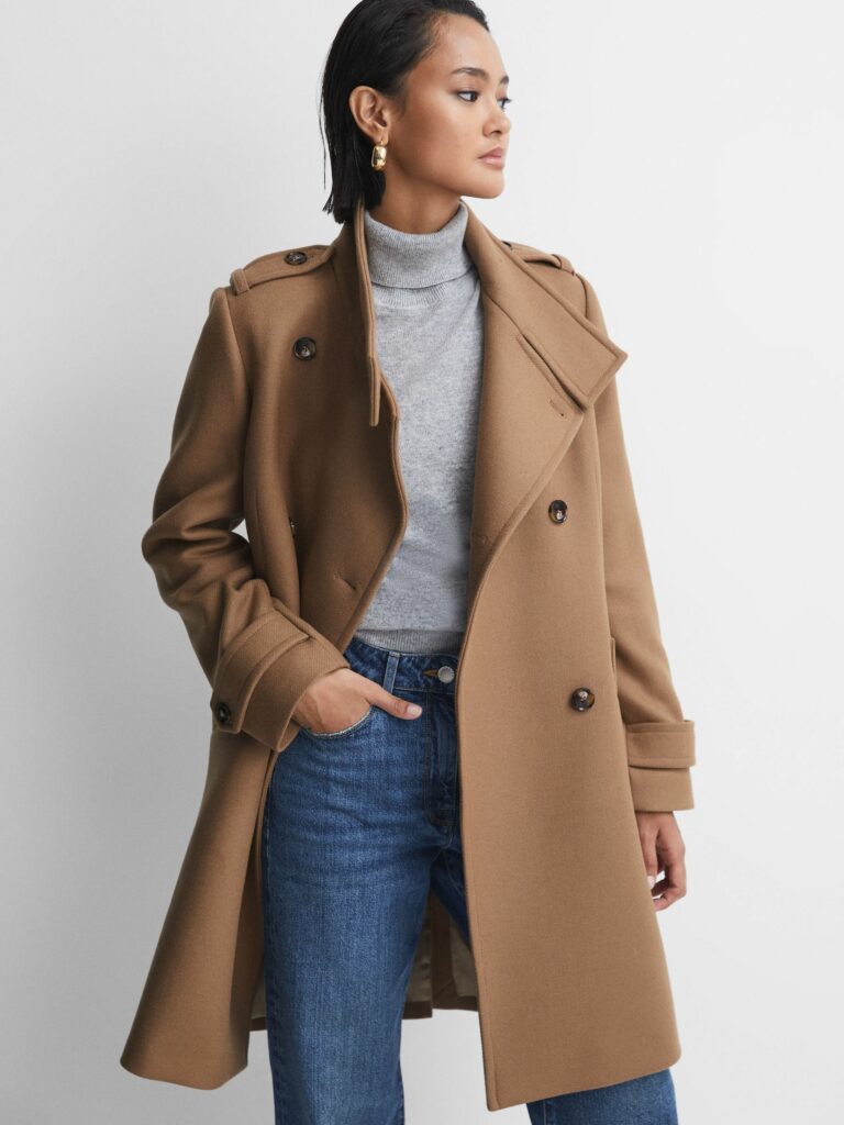 Double Breasted Wool Coat Camel